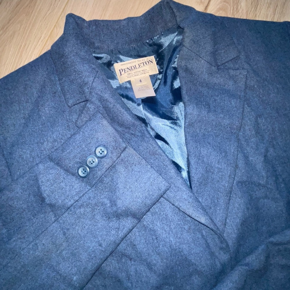 Pendleton 100% Wool Blue Blazer Jacket Women's Size 6 Portland Lined